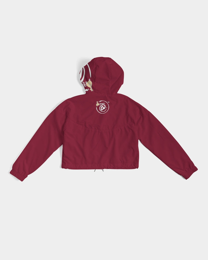 Burgundy Women's Cropped Windbreaker