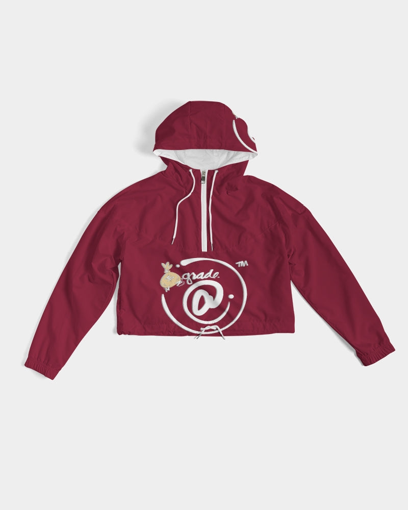 Burgundy Women's Cropped Windbreaker