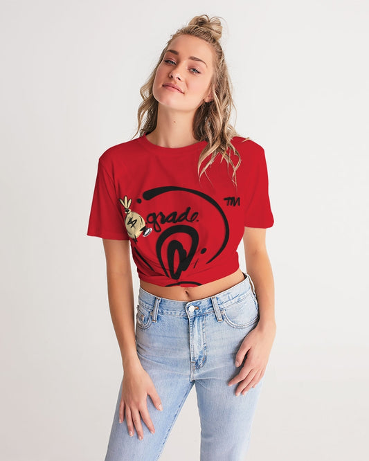 Red Money Women's Twist-Front Cropped Tee